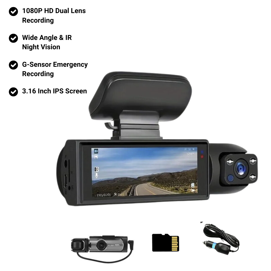 enesy™ Front & Rear Dash Cam